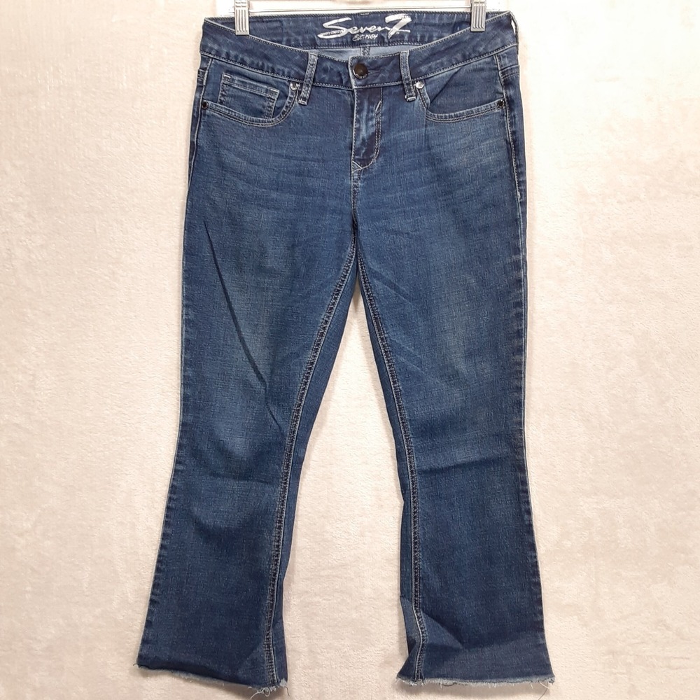 Seven7 Womans Ankle Duster Jeans Sz.6x24/Blue/Flared-Distressed